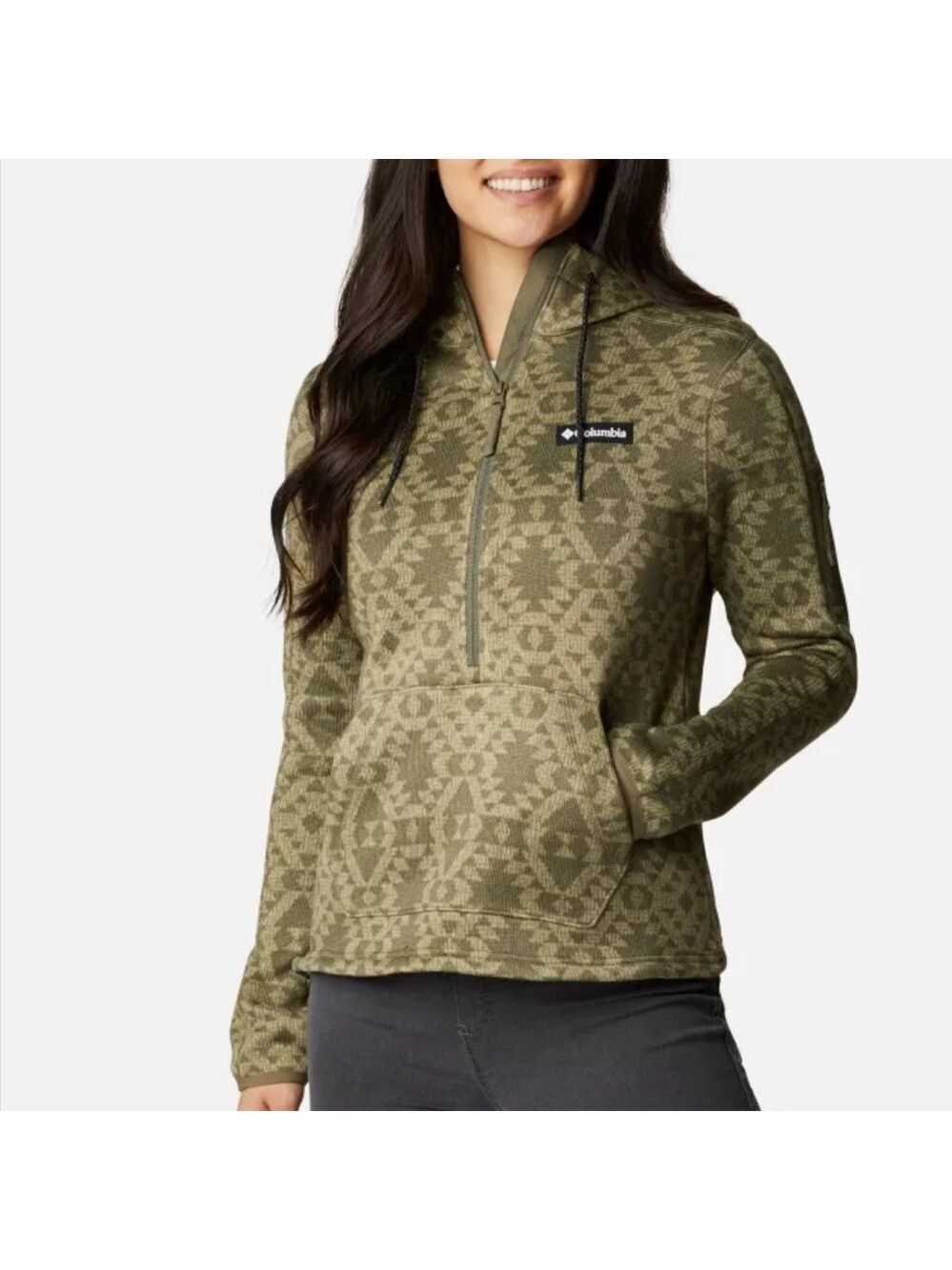 Columbia-women’s medium Women's Sweater Weather Hooded Pullover in green. EUC!!!